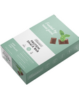 Box of 12 mint chocolate protein snack bars with a green and white design featuring mint leaves and chocolate pieces.