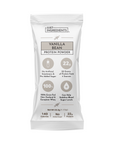 White protein powder stick with "Vanilla Bean Protein Powder" label and nutritional information.