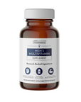 Brown glass bottle with white cap and label reading "Just Ingredients Men's Multivitamin Supplement," 90 capsules.