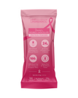 Pink packaging for Double Chocolate Protein Powder, highlighting 24g protein, gluten-free, and no artificial sweeteners.
