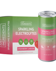 Pack of eight cans of Strawberry Limeade Sparkling Electrolytes, each 12 fl oz, with 0g added sugar and 30 calories.