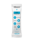 Electrolyte stick package featuring blue Hawaiian flavor, with details on ingredients and nutritional benefits.
