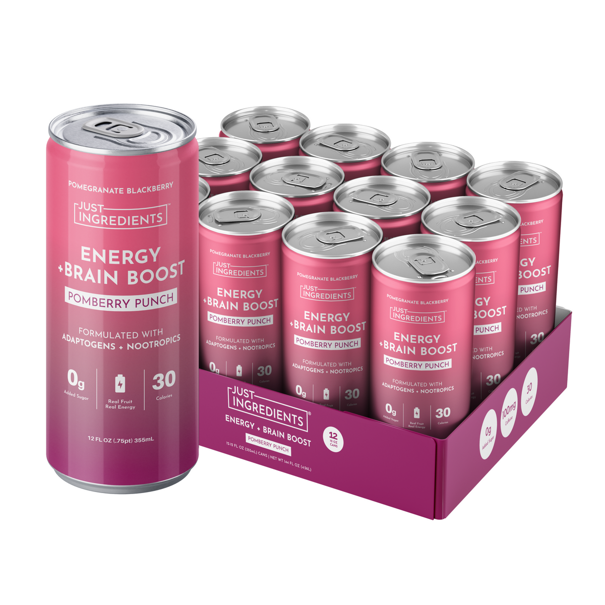 Just Ingredients Pomberry Punch Energy + Brain Boost (12 Pack)