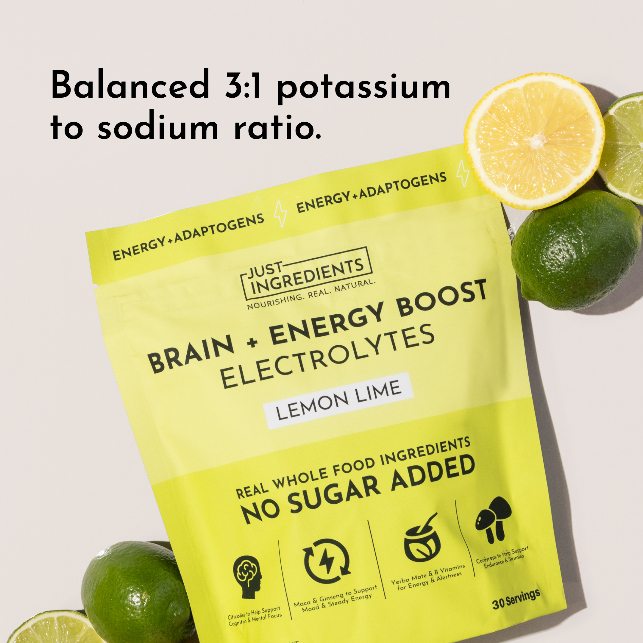 Brain + Energy Boost Lemon Lime Electrolytes — 30 Servings, No