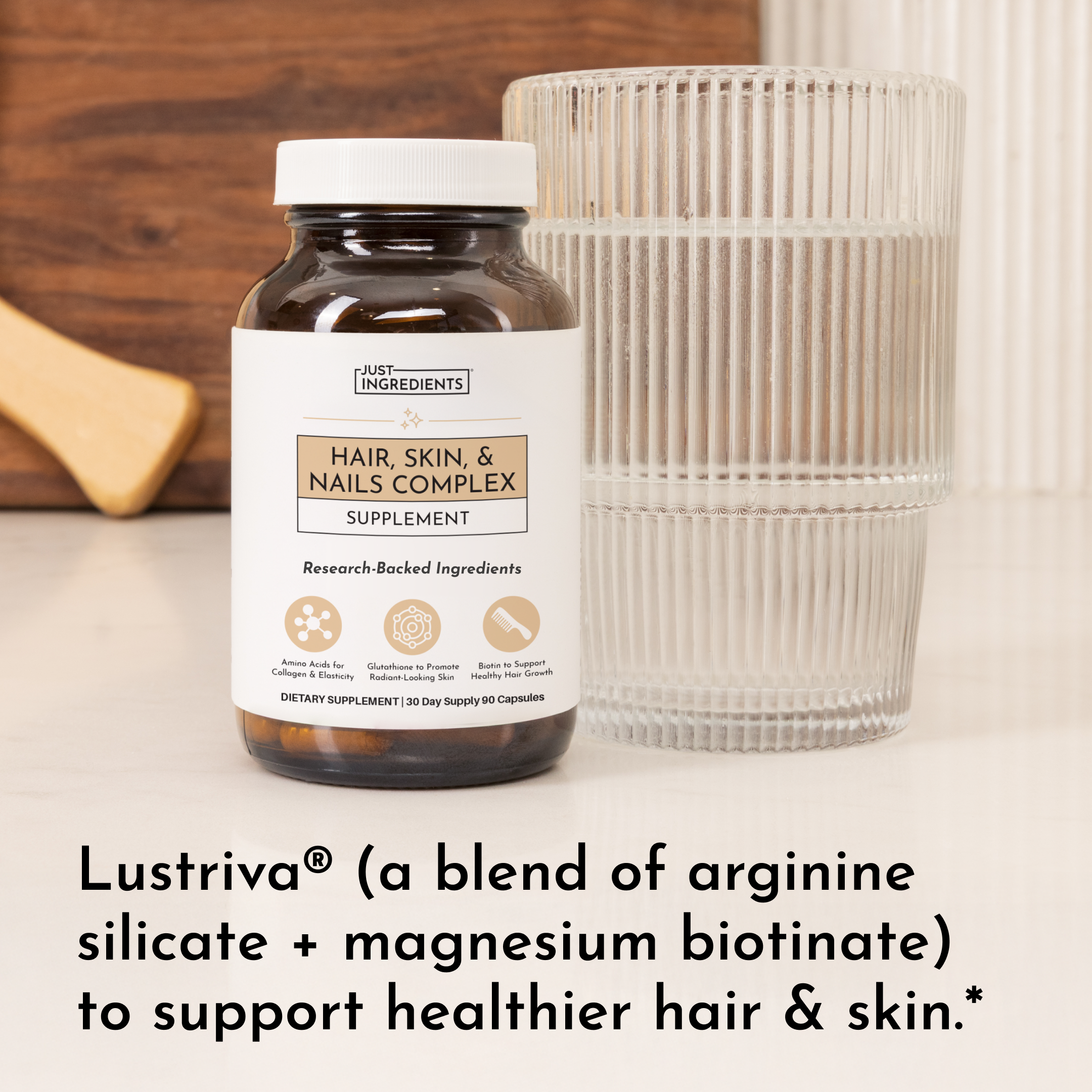 Hair, Skin & Nails Supplement with Lustriva® & Setria®