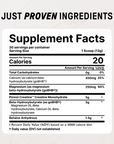 Supplement Facts label showing ingredients including 5g creatine monohydrate, beta-hydroxybutyrate, betaine anhydrous, calciu