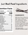 Nutrition facts and ingredients list for Vanilla Bean Protein Powder Stick, highlighting real food components.