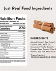 Nutrition facts label for Vegan Snickerdoodle Protein Powder, listing calories, fats, carbohydrates, protein, and ingredients