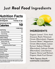 Nutrition facts label for Lemon Lime Electrolytes, detailing ingredients and serving information.