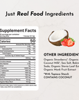 Supplement facts label detailing nutritional information and ingredients for Strawberry Colada Pre-Workout.