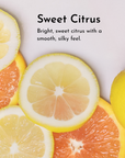 Sliced citrus fruits including lemon, lime, and orange representing the Sweet Citrus scent profile.