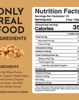 Nutrition facts label for Protein Popcorn Salt - Caramel Corn, detailing ingredients and nutritional information.