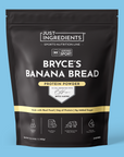 Black Bryce's Banana Bread protein powder bag with yellow accents and visible nutrition panel.