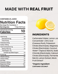 Nutrition facts and ingredients panel for Lemonade Sparkling Electrolytes can (contains coconut).