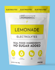 Pouch of Lemonade Electrolytes with yellow-and-white packaging showing ingredients and serving information.