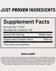 Organic Maca Root Powder - Nutrition Panel