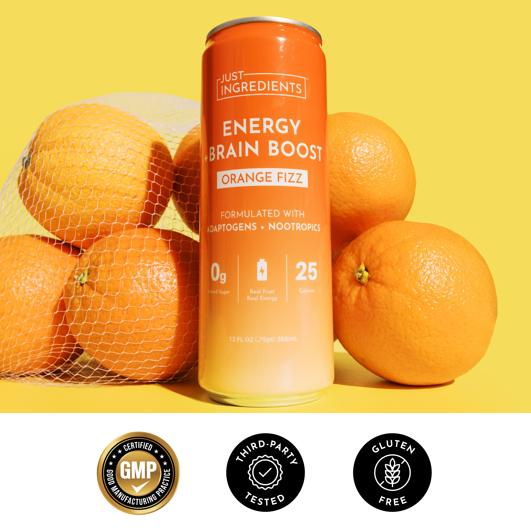 Orange Fizz Energy + Brain Boost (12-Pack) | Just Ingredients