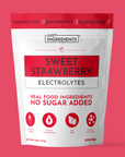 Sweet Strawberry Electrolytes pouch — front of product packaging with strawberry illustration