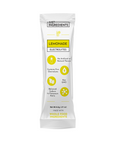 Electrolyte stick packet with lemonade flavor, listing key features and ingredients on the front.