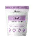 Purple pouch of Grape Electrolytes with 30 servings, featuring no sugar added and five electrolytes.