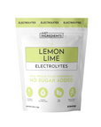 Pouch of Lemon Lime Electrolytes with 30 servings, featuring no sugar added and real whole food ingredients.