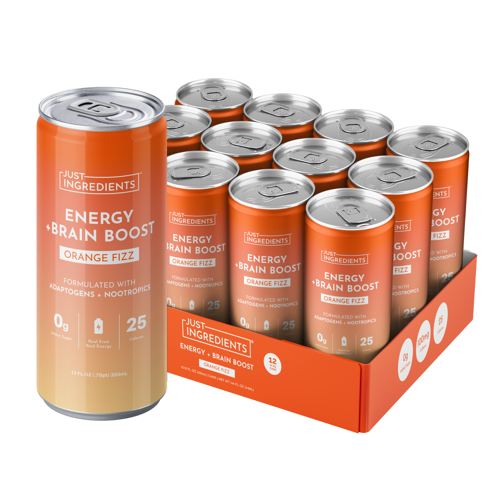 Orange Fizz Energy + Brain Boost (12 Pack) – Just Ingredients