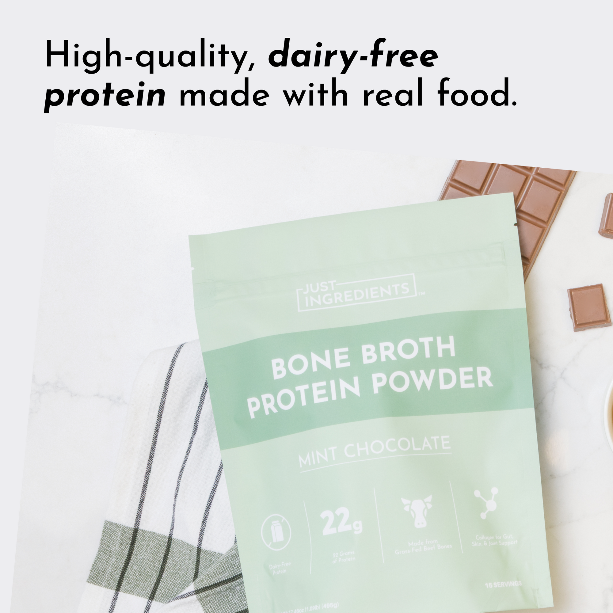 high quality, dairy-free protein made with real food.
