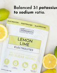 Lemon Lime Electrolytes package with lemon and lime slices on a marble surface.