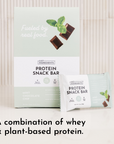 Box of 12 mint chocolate protein snack bars with a single bar displayed in front.