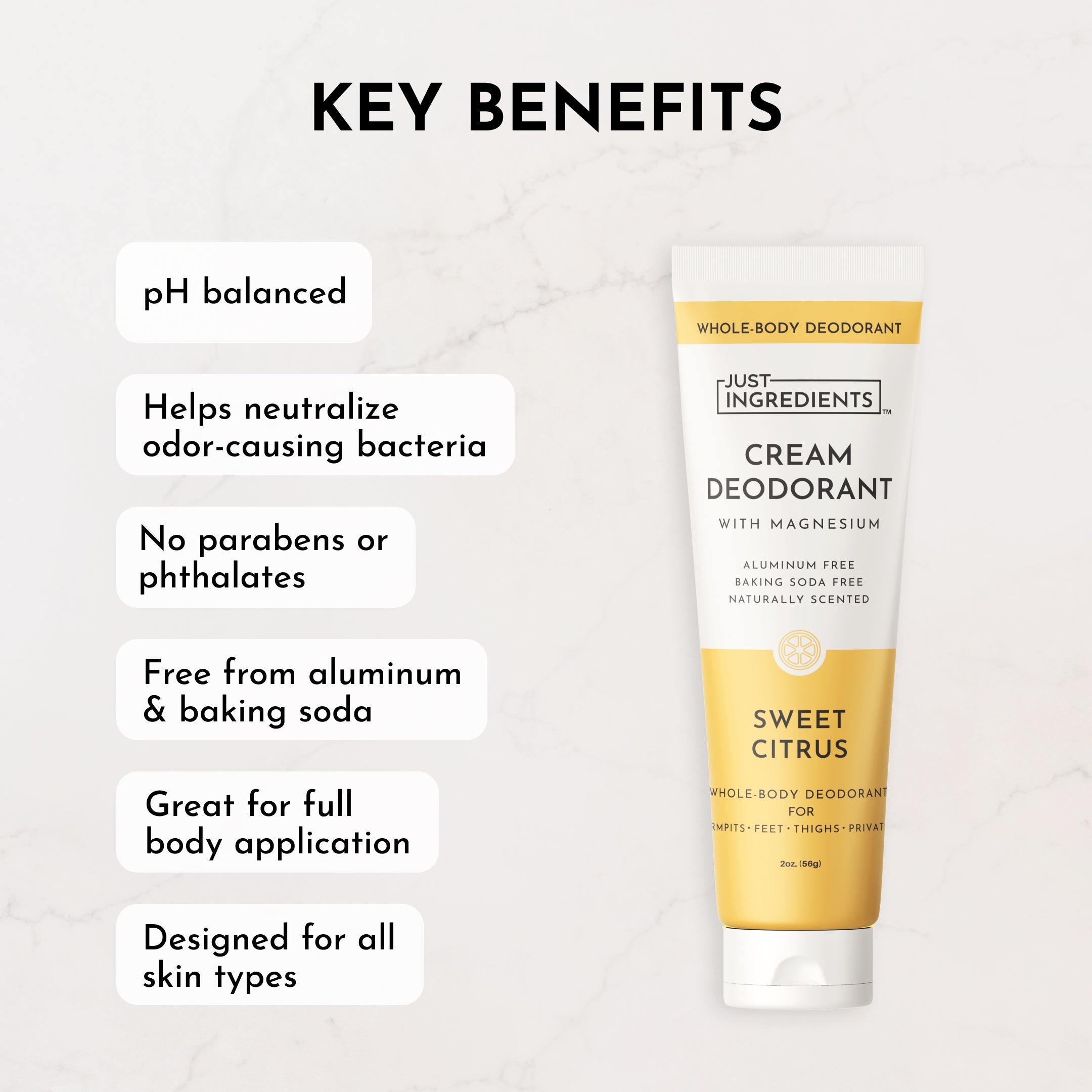 Sweet Citrus Cream Deodorant — Magnesium Cream | Just Ingredients