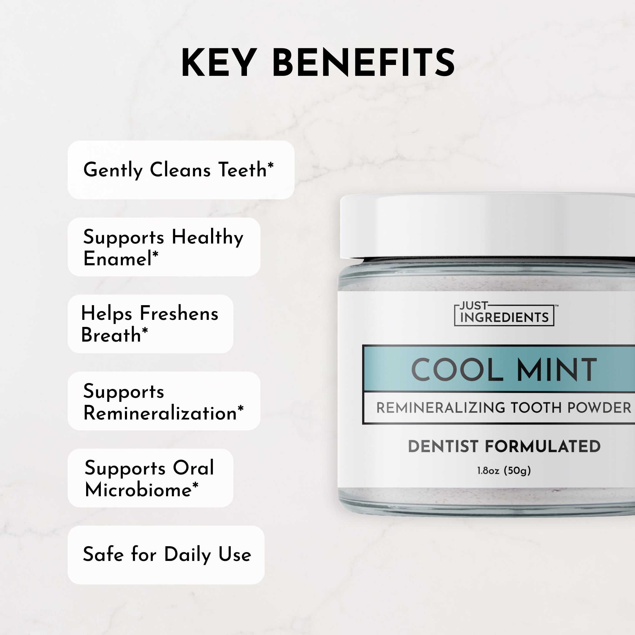 Remineralizing Tooth Powder - Cool Mint (2 oz) | Just Ingredients