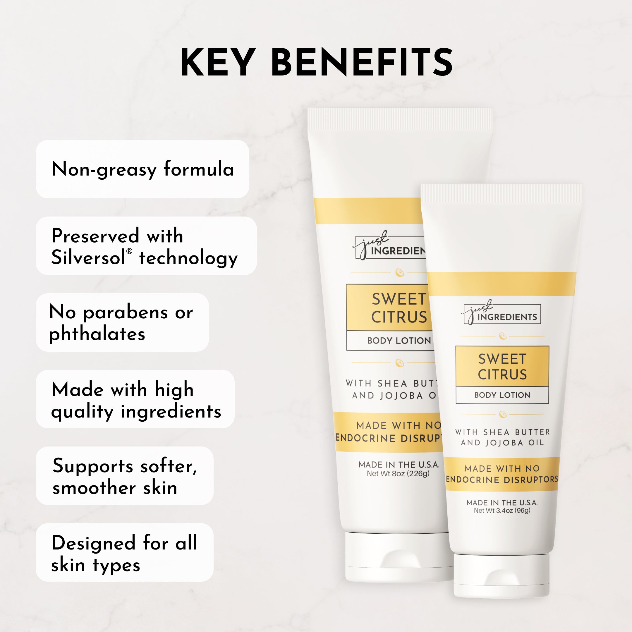 Sweet Citrus Body Lotion — Shea Butter & Jojoba Oil | Just Ingredients