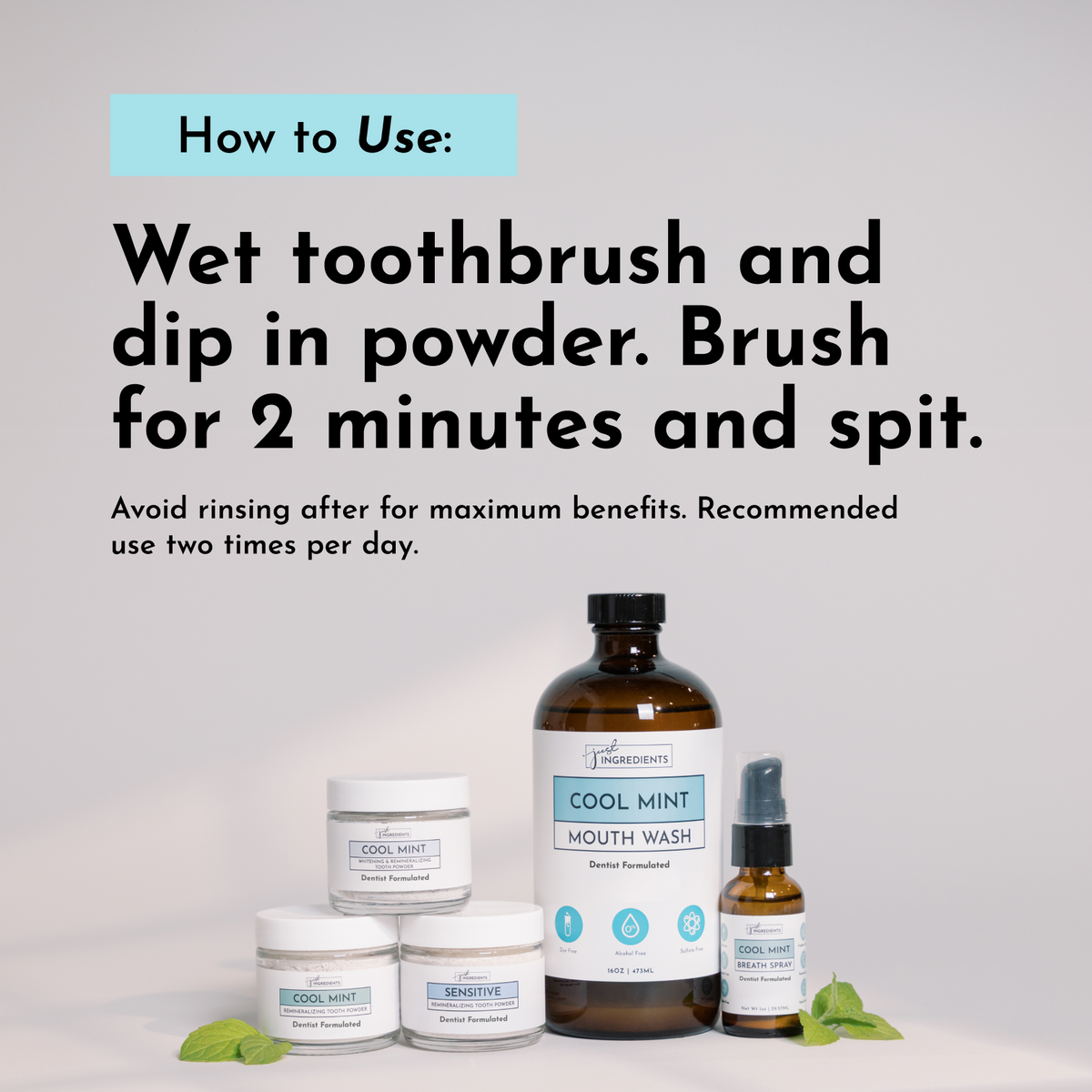 Remineralizing Tooth Powder - Cool Mint (2 oz) | Just Ingredients Remineralizing Tooth Powder - Cool Mint (2 oz) | Just Ingredients