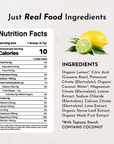 Nutrition facts label with ingredients for Lemon Lime Electrolytes Stick, featuring lemons and limes.