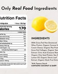 Nutrition facts and ingredients list for Lemon Swish Protein Powder Stick, featuring a lemon.