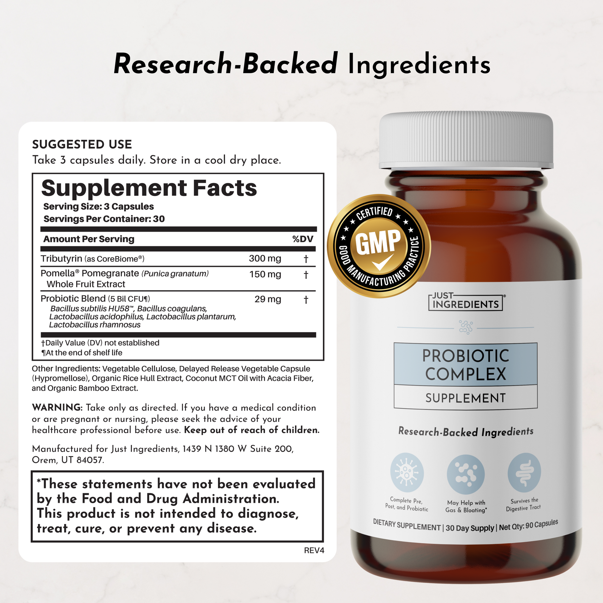 nutrition fact panel for probiotic complex
