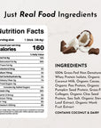 Nutrition facts and ingredients for Coconut Chocolate Protein Powder Stick, including calories and nutrient details.