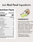 Nutrition facts label for Coconut Lime Electrolytes Stick, listing ingredients and nutritional information.