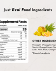 Supplement facts panel for Orange Pineapple pre-workout stick showing ingredients and nutrient details.