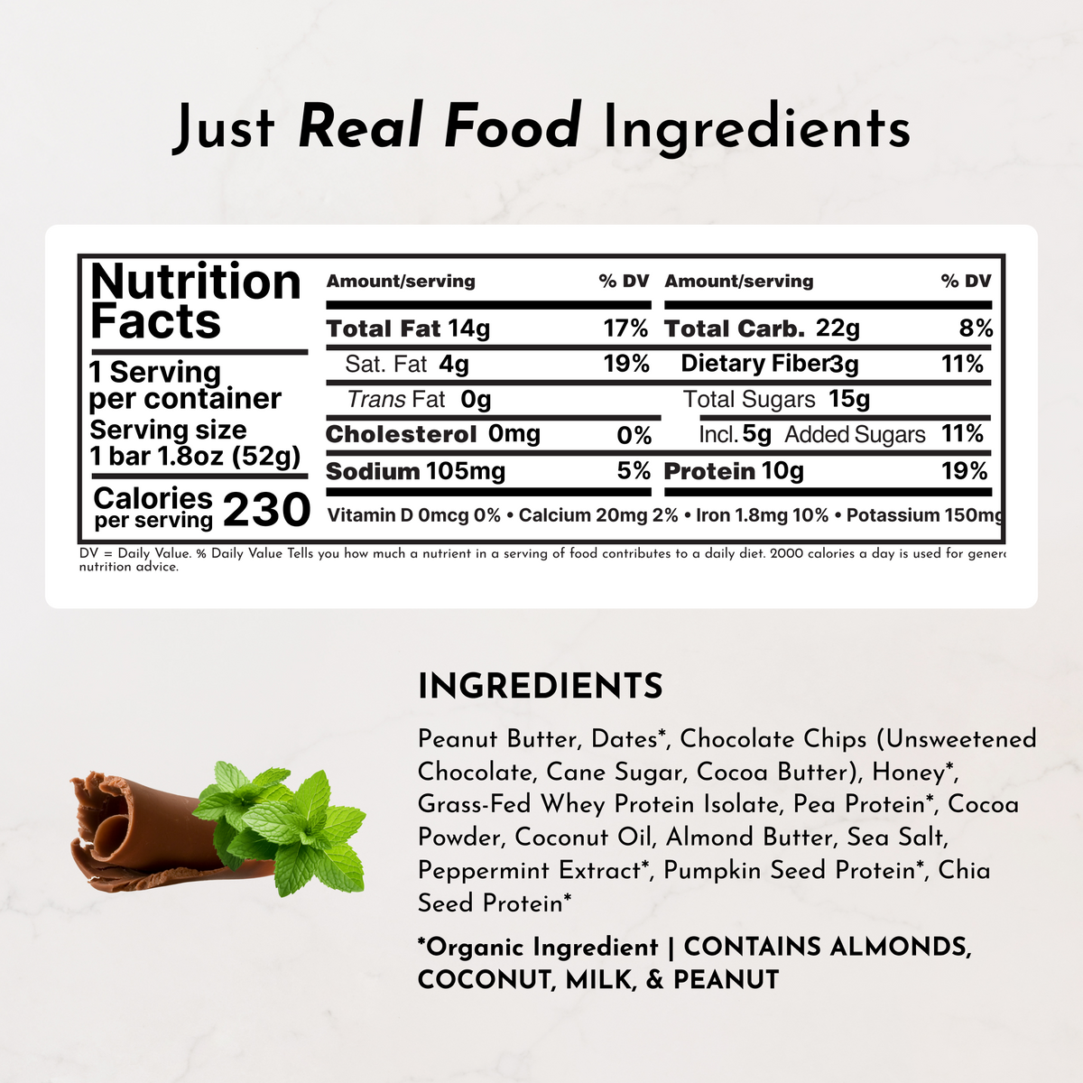 Mint Chocolate Protein Snack Bars (12 Pack)