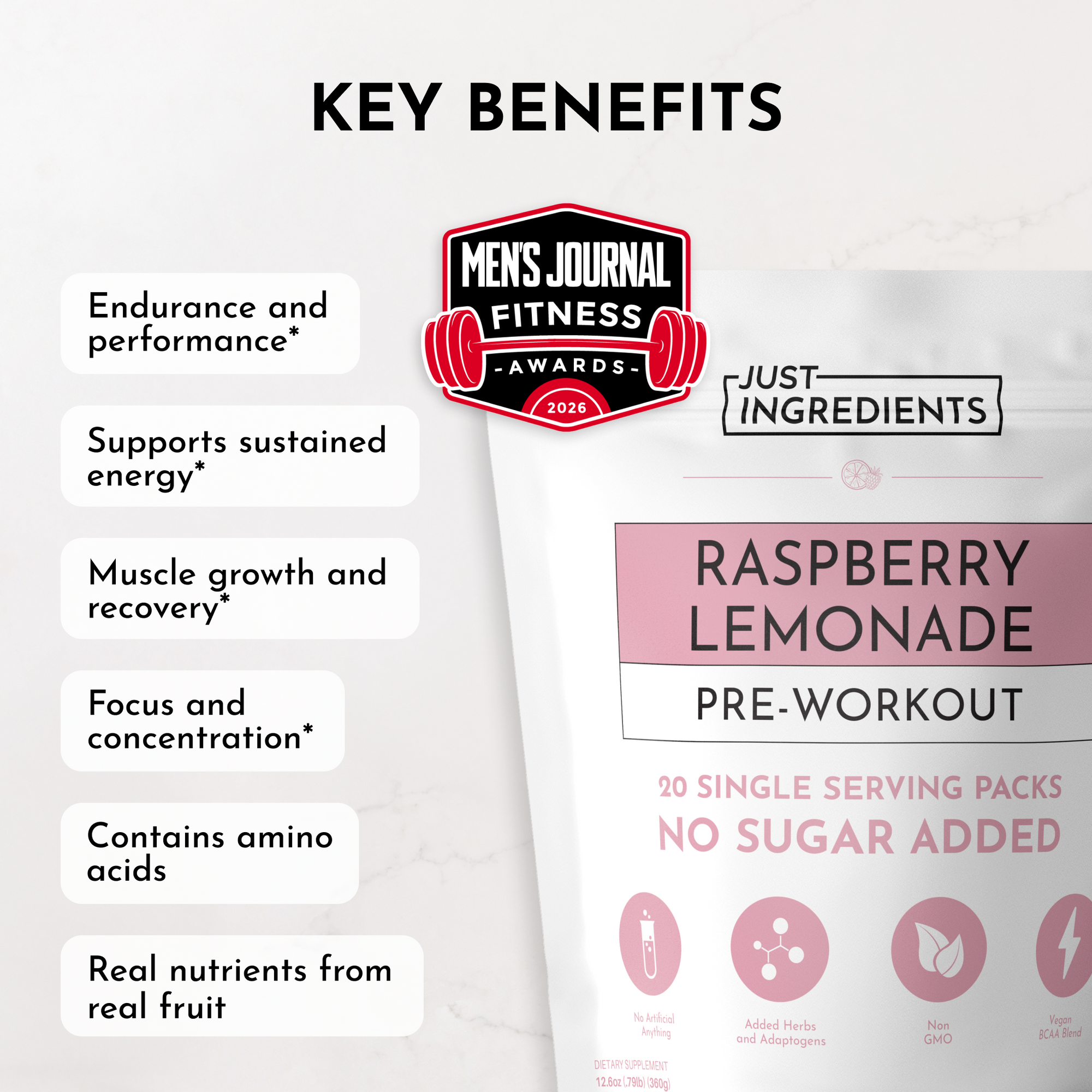 Raspberry Lemonade Pre-Workout Single Serving Packs (20)