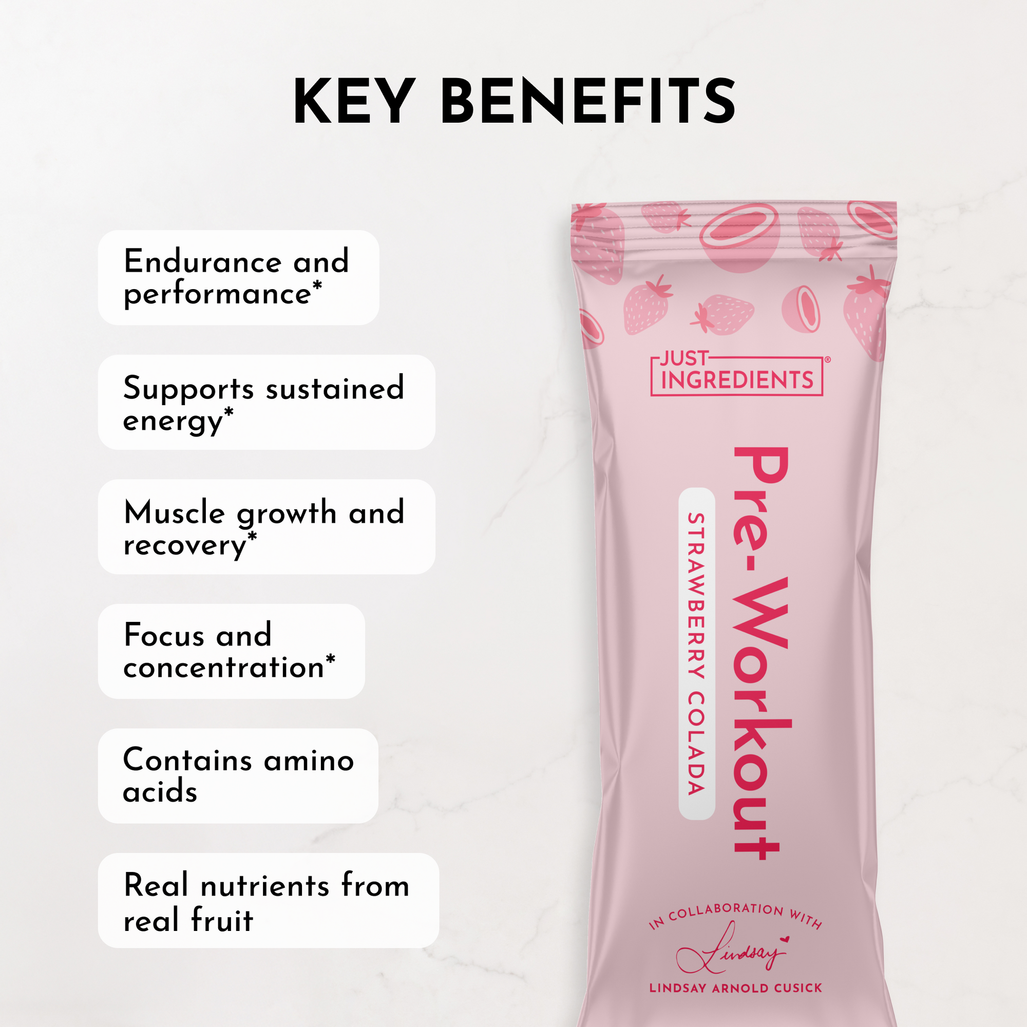 Strawberry Colada Pre‑Workout Stick by Lindsay Arnold