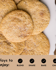 A plate of round, golden-brown snickerdoodle cookies with a sprinkle of sugar on top.