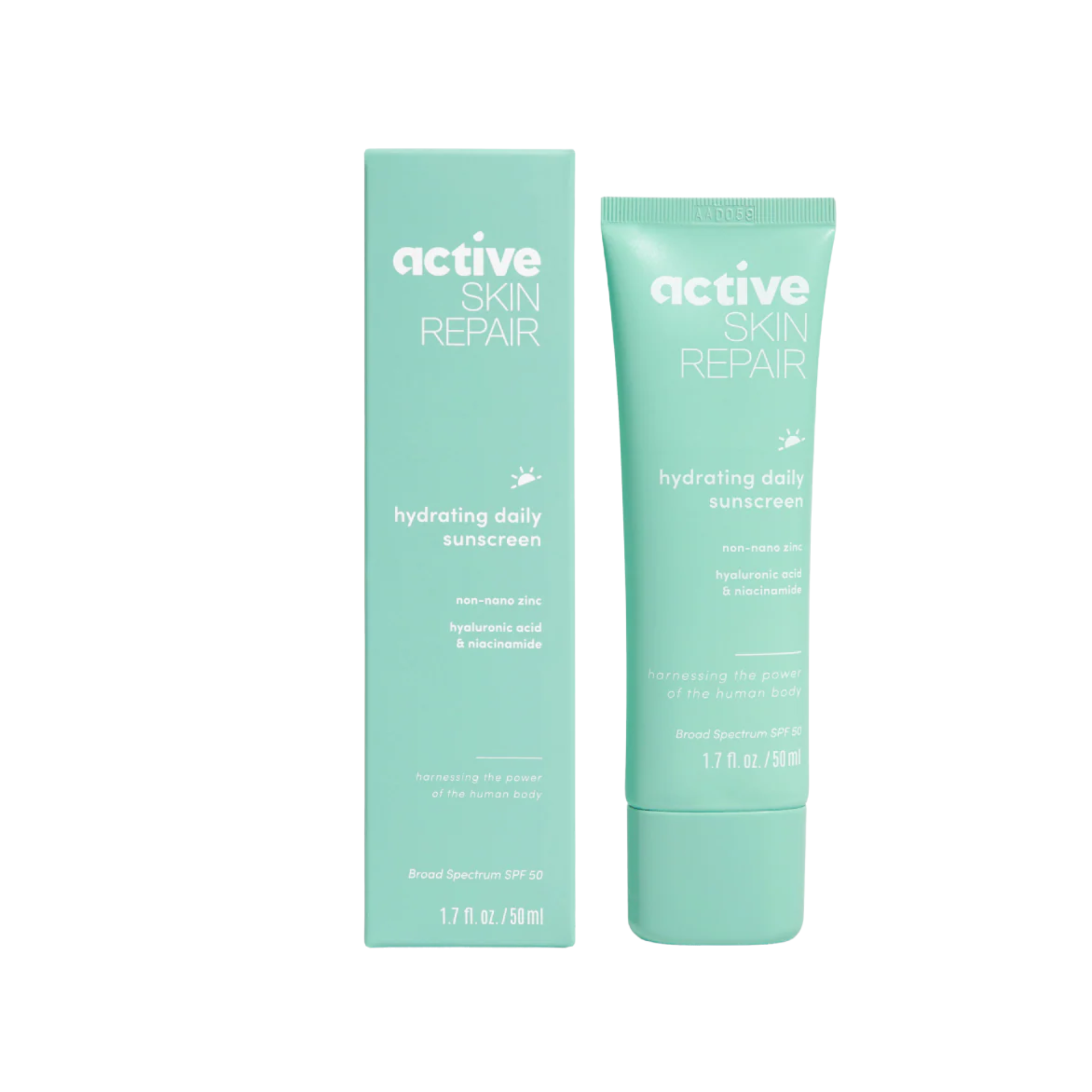 Active Skin Repair sunscreen tube and packaging on a white background