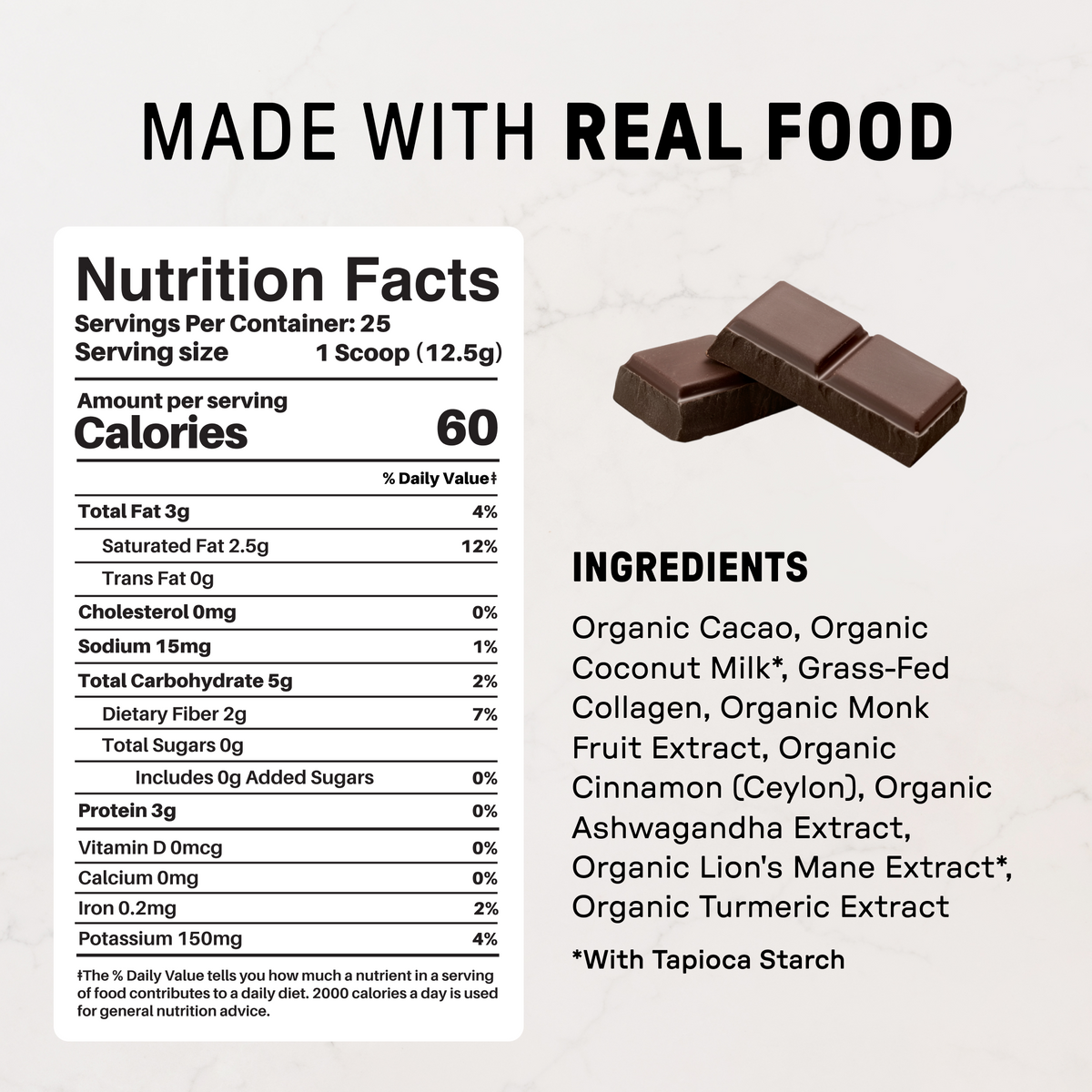 Chocolate Superfood Steamer - Nutrition Panel