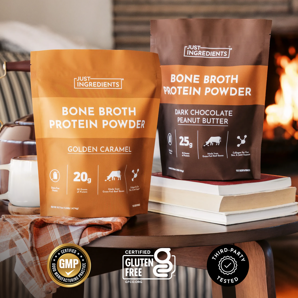 Dark Chocolate Peanut Butter Bone Broth Protein Powder - Lifestyle Image