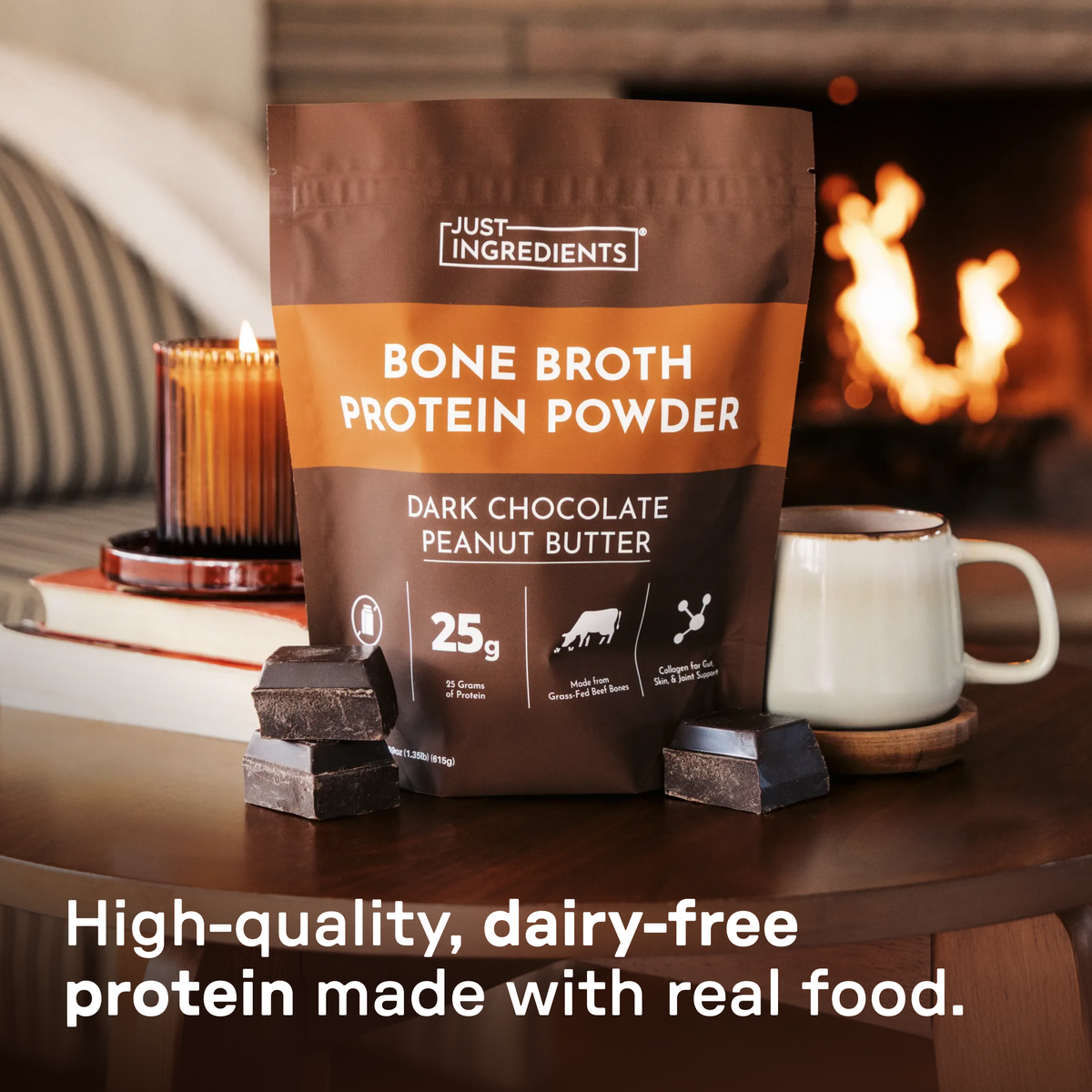 Dark Chocolate Peanut Butter Bone Broth Protein Powder - JI Difference