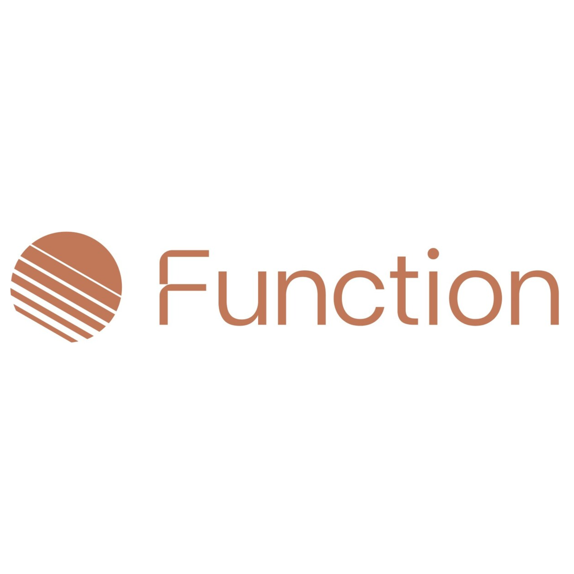 Logo featuring the word "Function" in a modern font with a circular icon and horizontal lines.