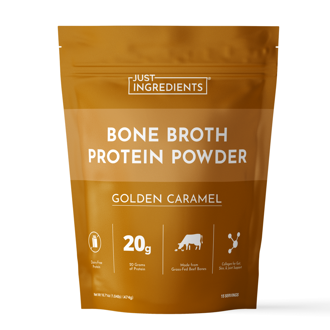 Golden Caramel Bone Broth Protein Powder - Product Mockup