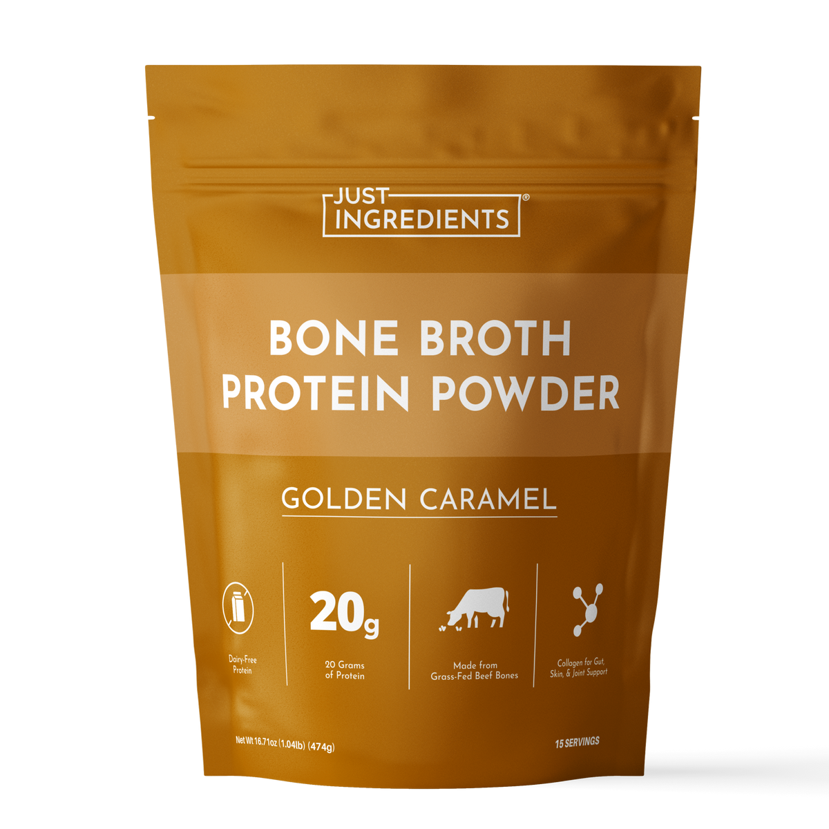Golden Caramel Bone Broth Protein Powder - Product Mockup
